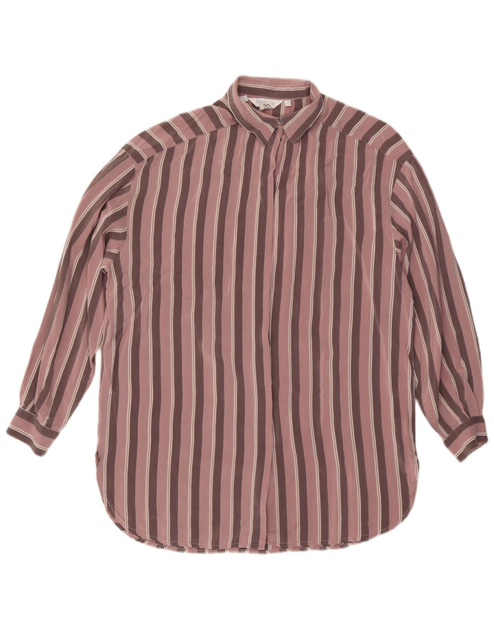 Camicetta da donna VINTAGE UK 14 Seta a righe grandi rosa