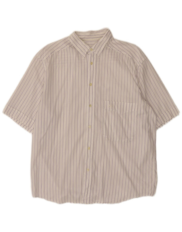 Camicia Valentino Uomo Manica Corta Cotone Rigato Medio Bianco