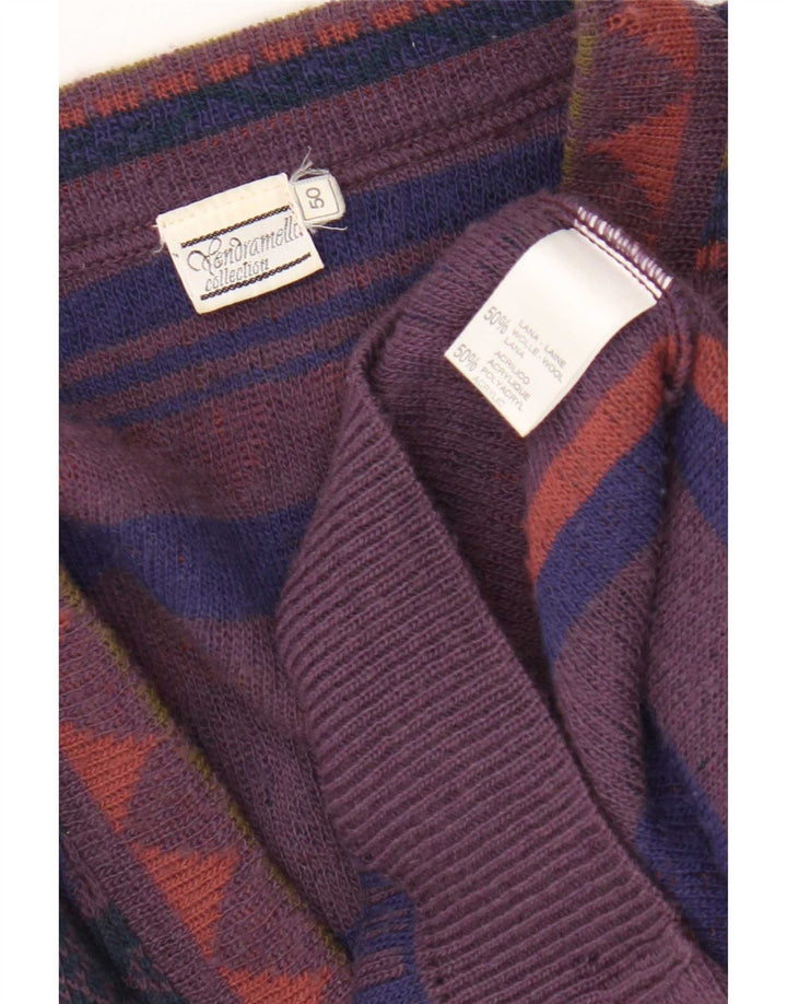Maglione cardigan vintage da uomo IT 50 medio multicolore geometrico