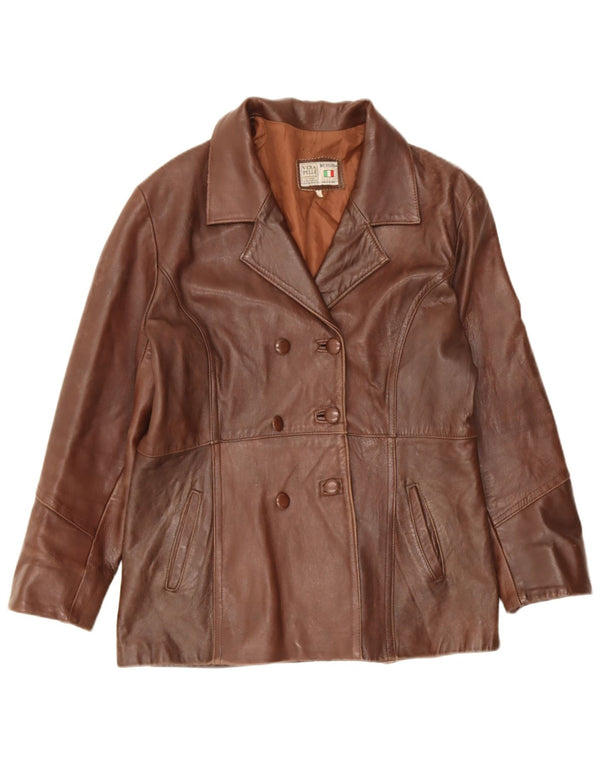 Giacca doppiopetto da donna Lavorazione Artigiana UK 16 Large Marrone