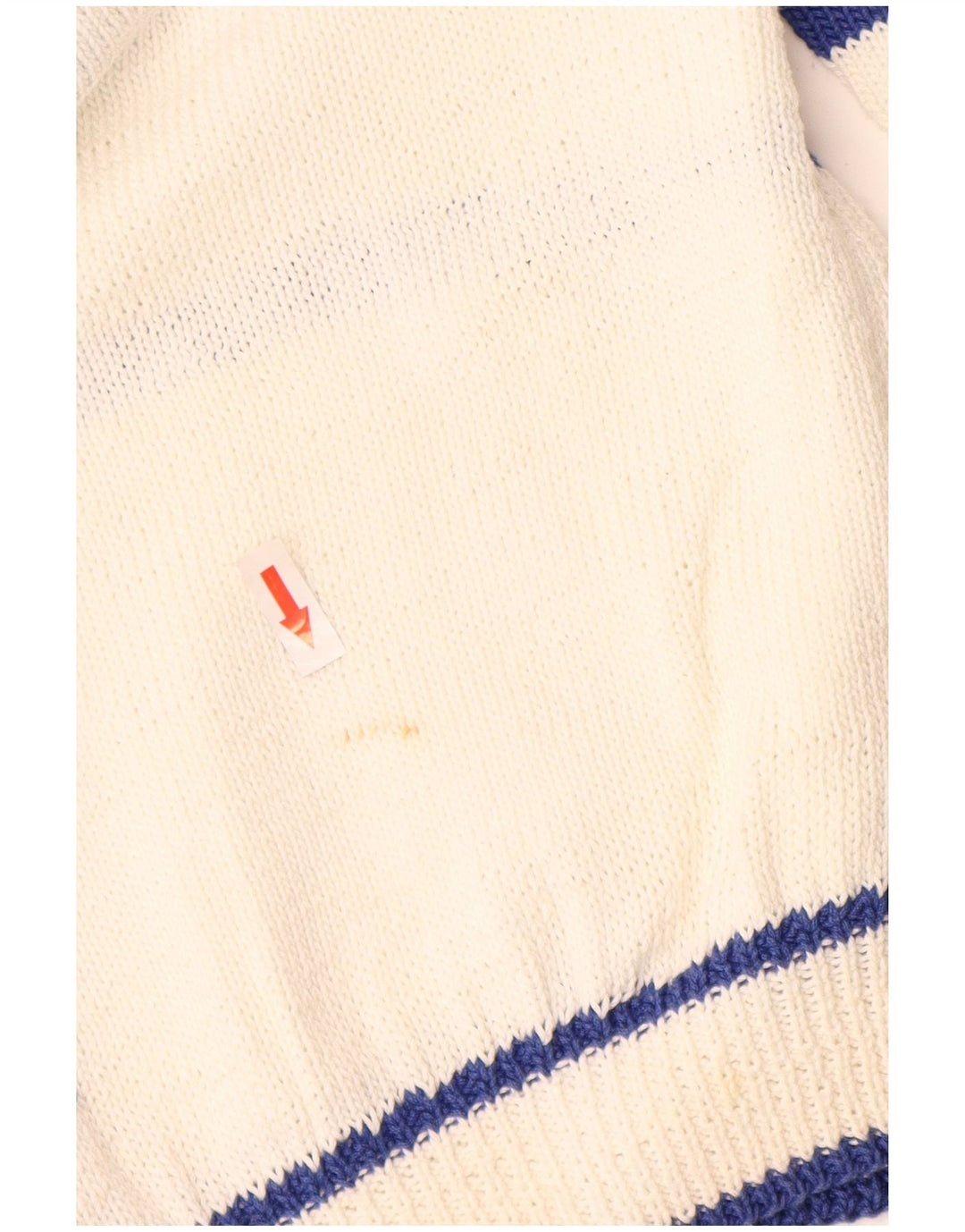 Maglione vintage da uomo con collo a polo bianco medio geometrico