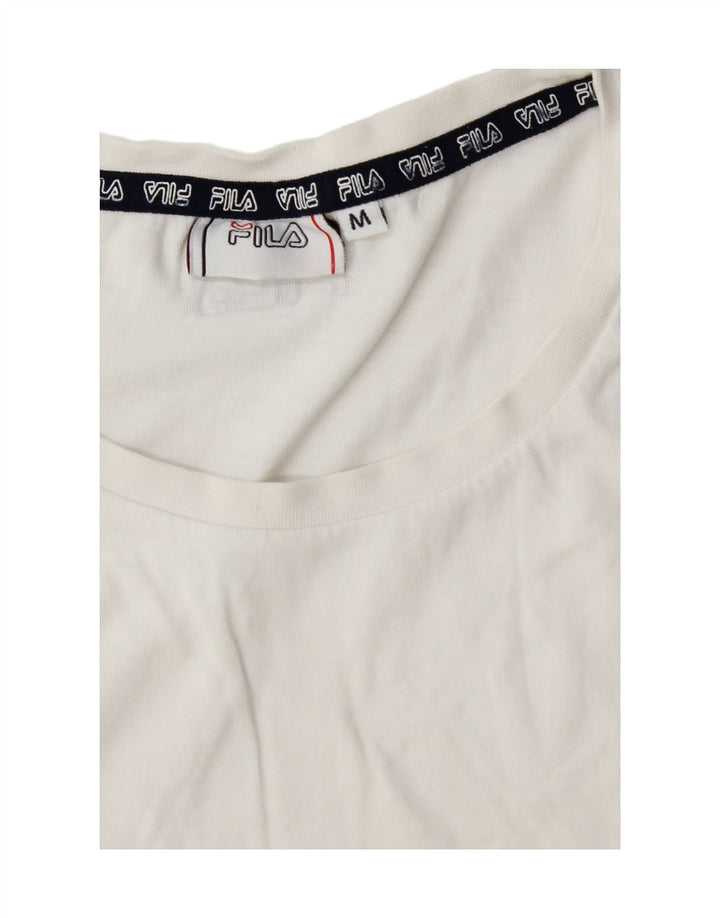 FILA Mens Graphic T-Shirt Top Medium White Cotton Vintage Fila and Second-Hand Fila from Messina Hembry 