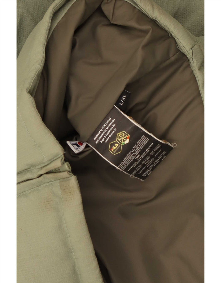 Giacca imbottita con cappuccio Fila da uomo UK 40 Large Verde Colourblock Poliestere