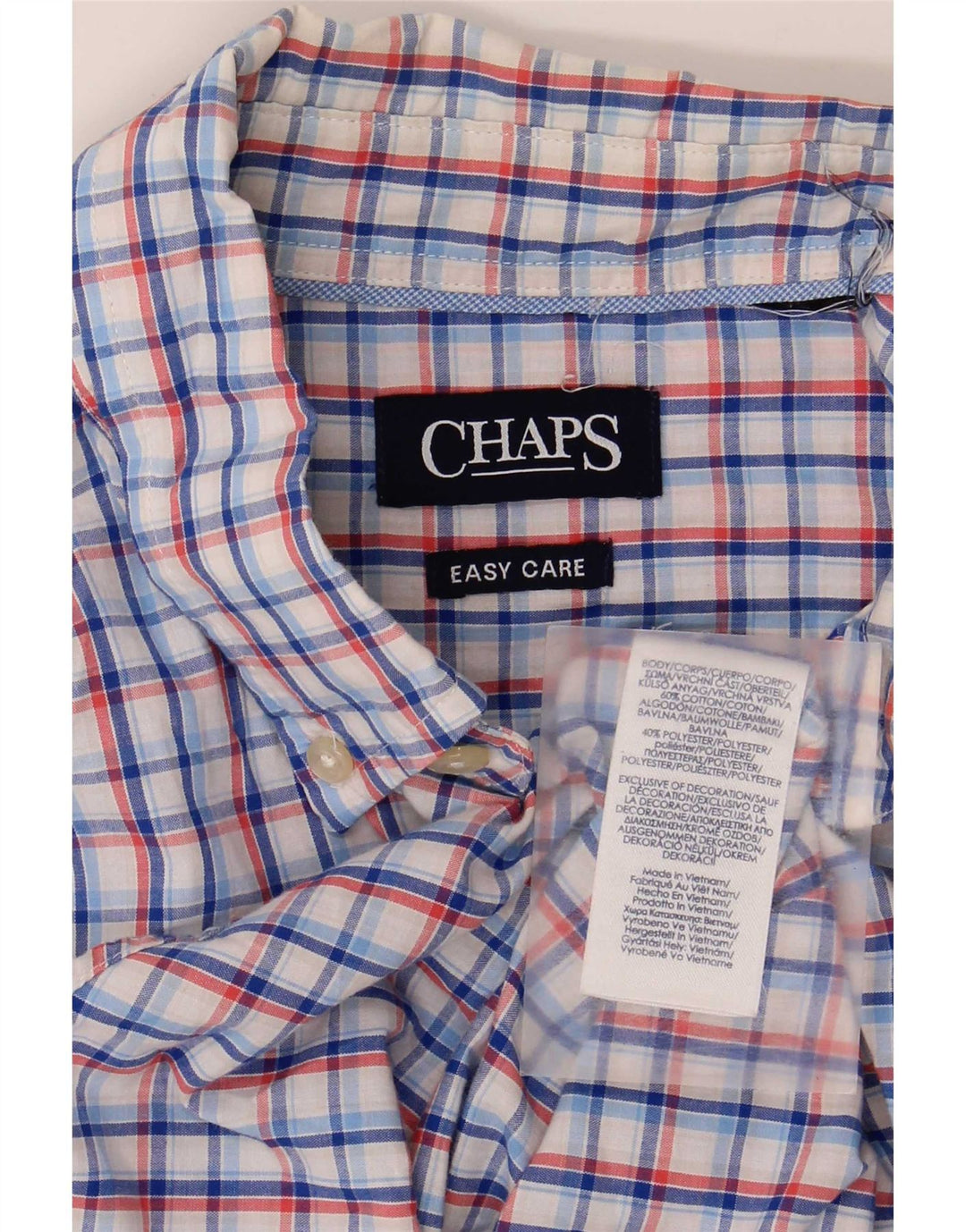 Chaps Camicia a maniche corte da uomo in cotone a quadri blu grandi