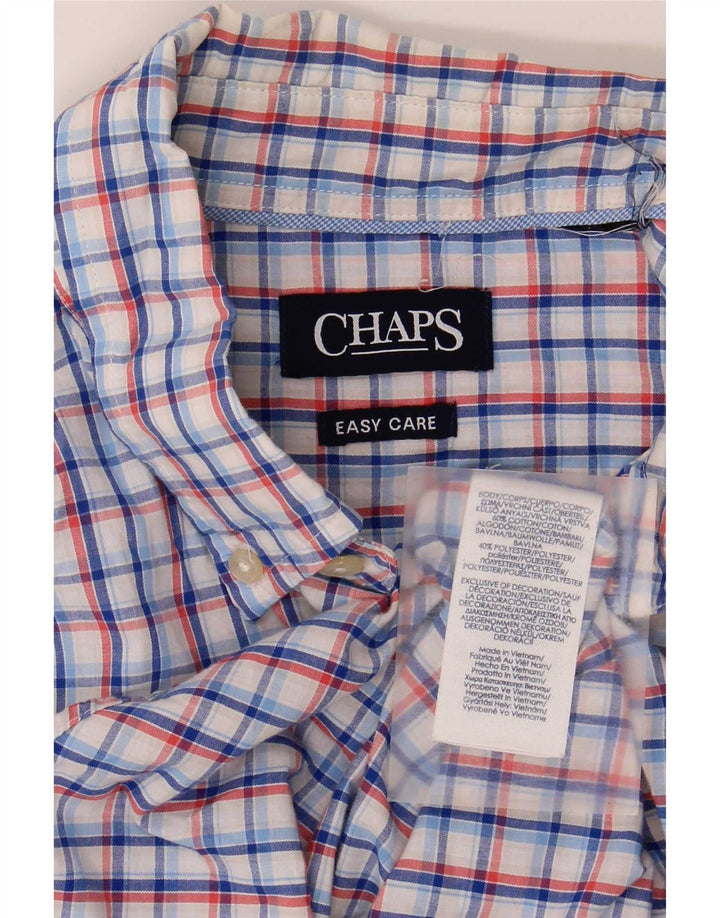 Chaps Camicia a maniche corte da uomo in cotone a quadri blu grandi