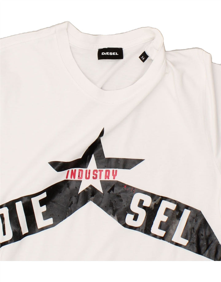 DIESEL T-shirt grafica per ragazzi 13-14 anni in cotone bianco