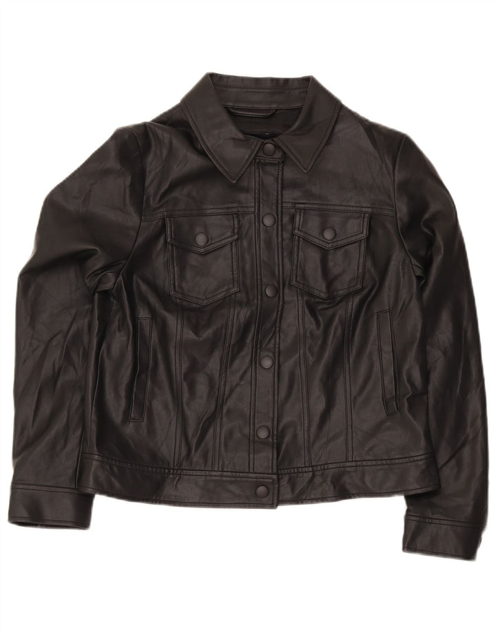 Giubbotto bomber da donna in ecopelle Marks & Spencer UK 12 medio nero
