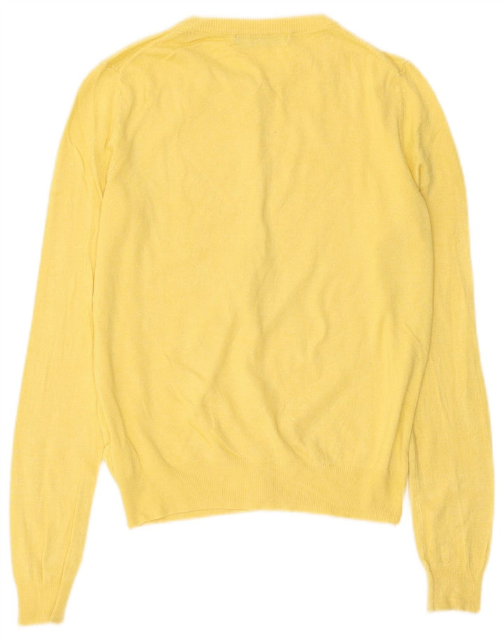 Maglione cardigan da donna Marks & Spencer UK 8 piccolo viscosa gialla