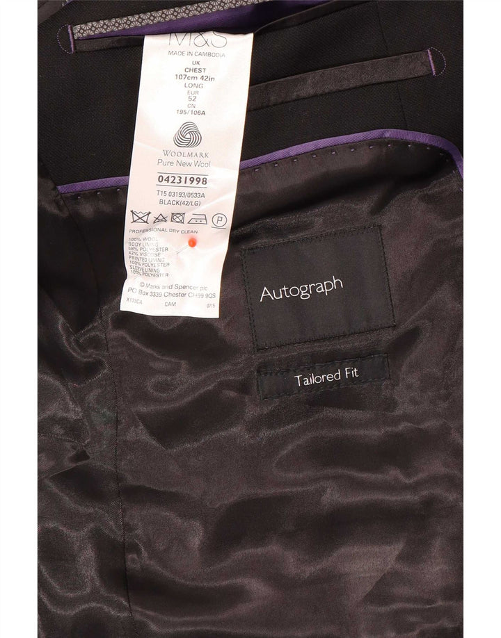 Giacca blazer a 2 bottoni su misura da uomo Marks & Spencer UK 42 grande nera