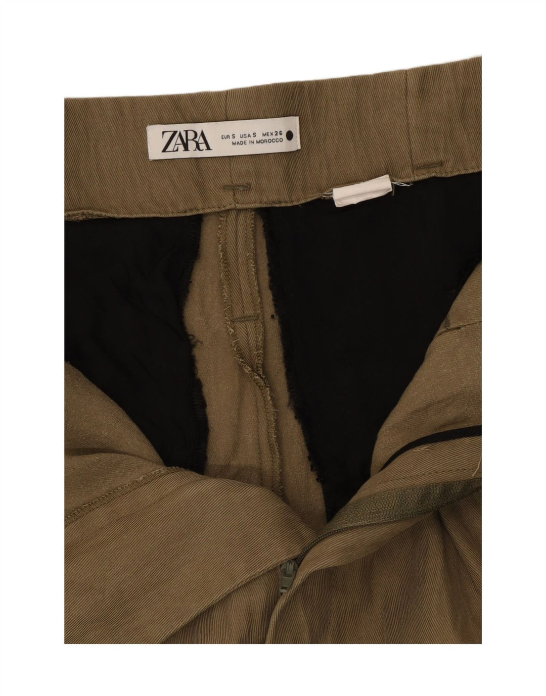 Pantaloni corti con pegging da donna Zara piccoli W26 L24 kaki