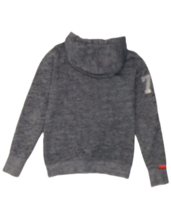 Felpa con cappuccio grafica da donna Superdry UK 10 Small Cotone screziato blu navy
