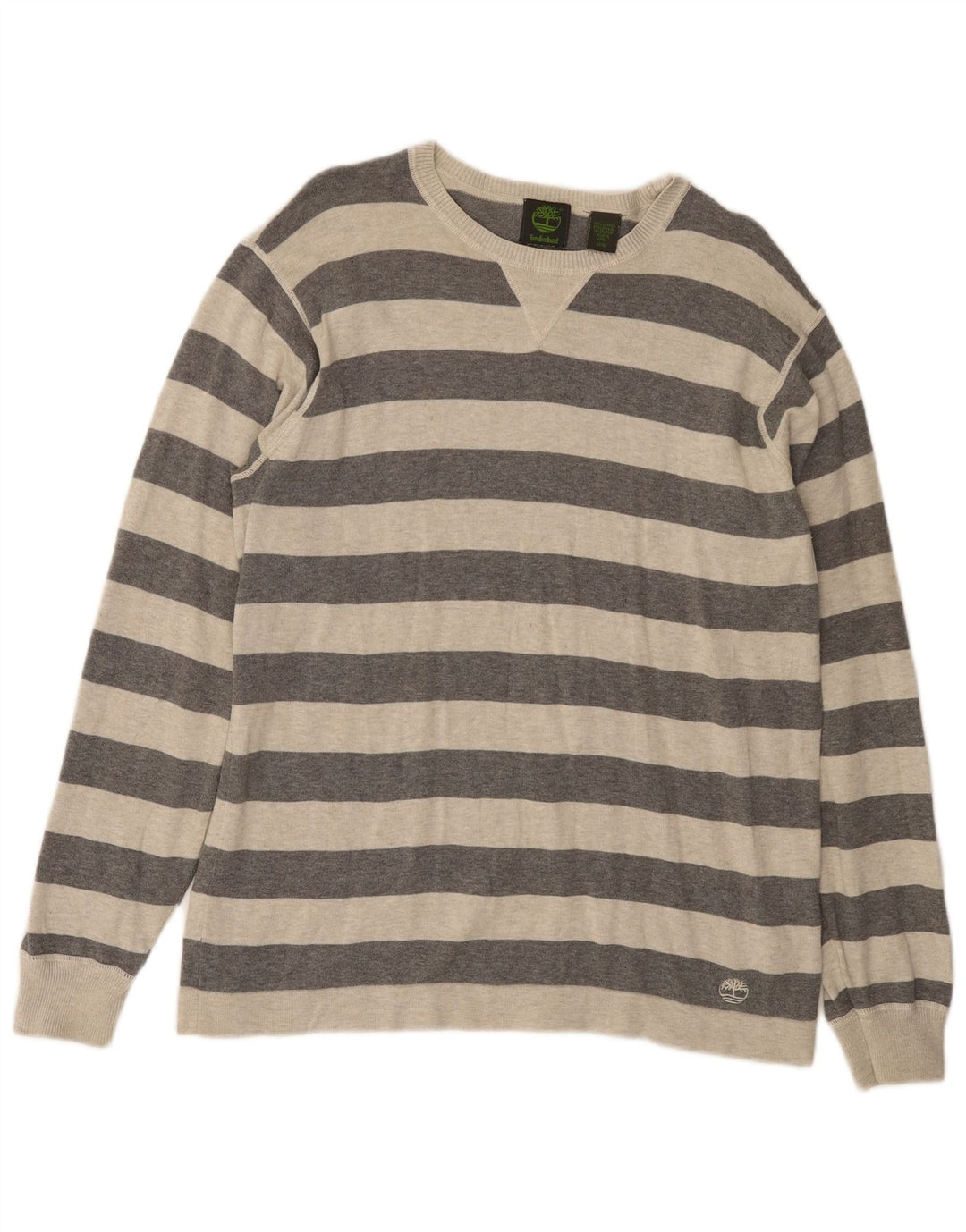 Maglione maglione girocollo da uomo Timberland in cotone a righe grigio medio