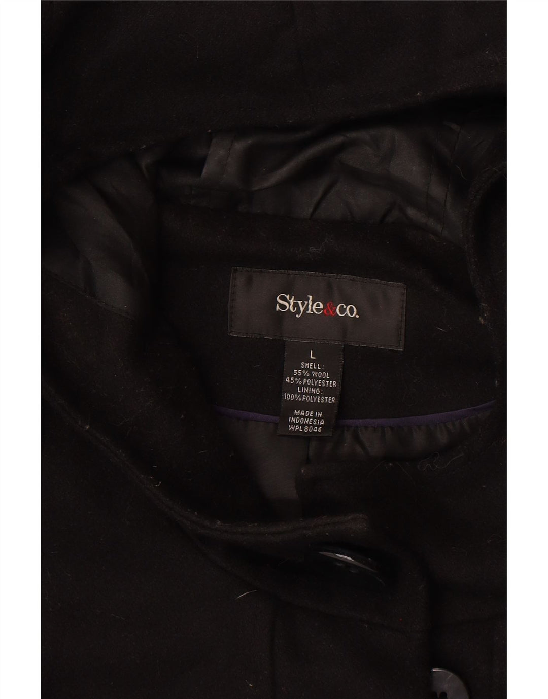 Montgomery con cappuccio da donna Style&Co UK 16 grande lana nera