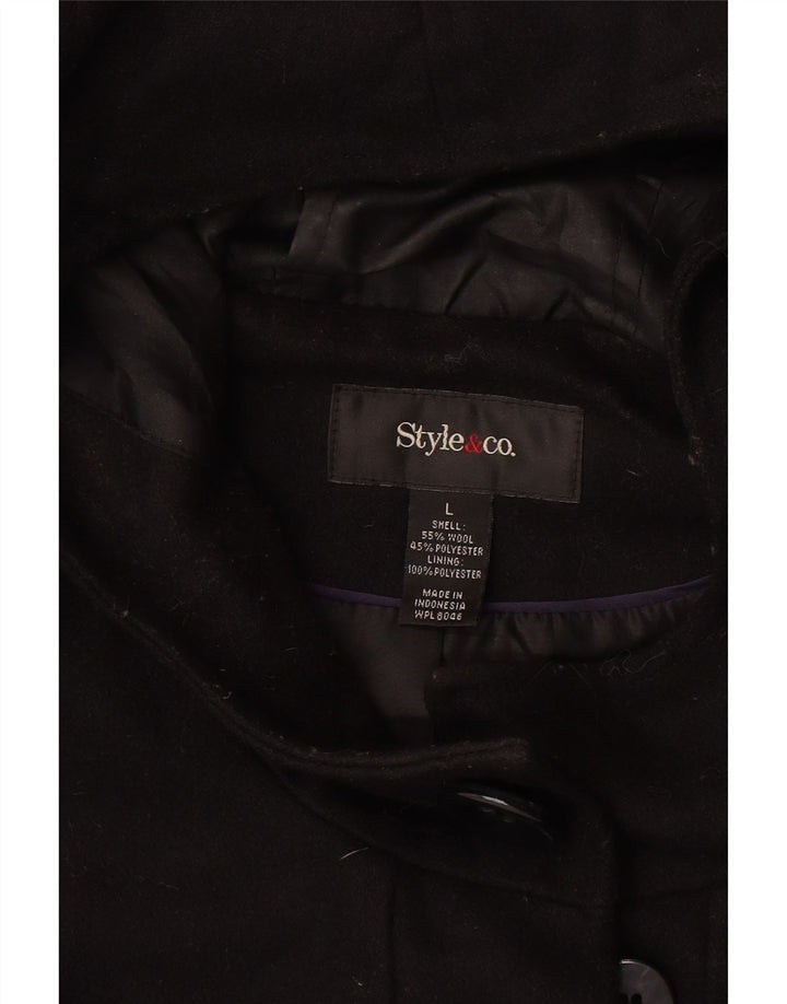 Montgomery con cappuccio da donna Style&Co UK 16 grande lana nera