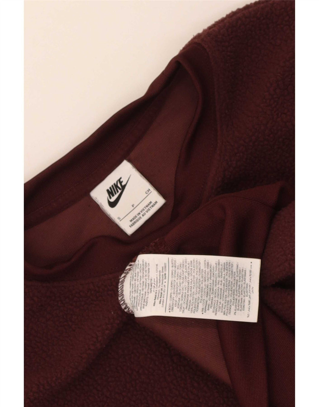 Maglione in pile oversize corto da donna Nike UK 10 piccolo poliestere marrone