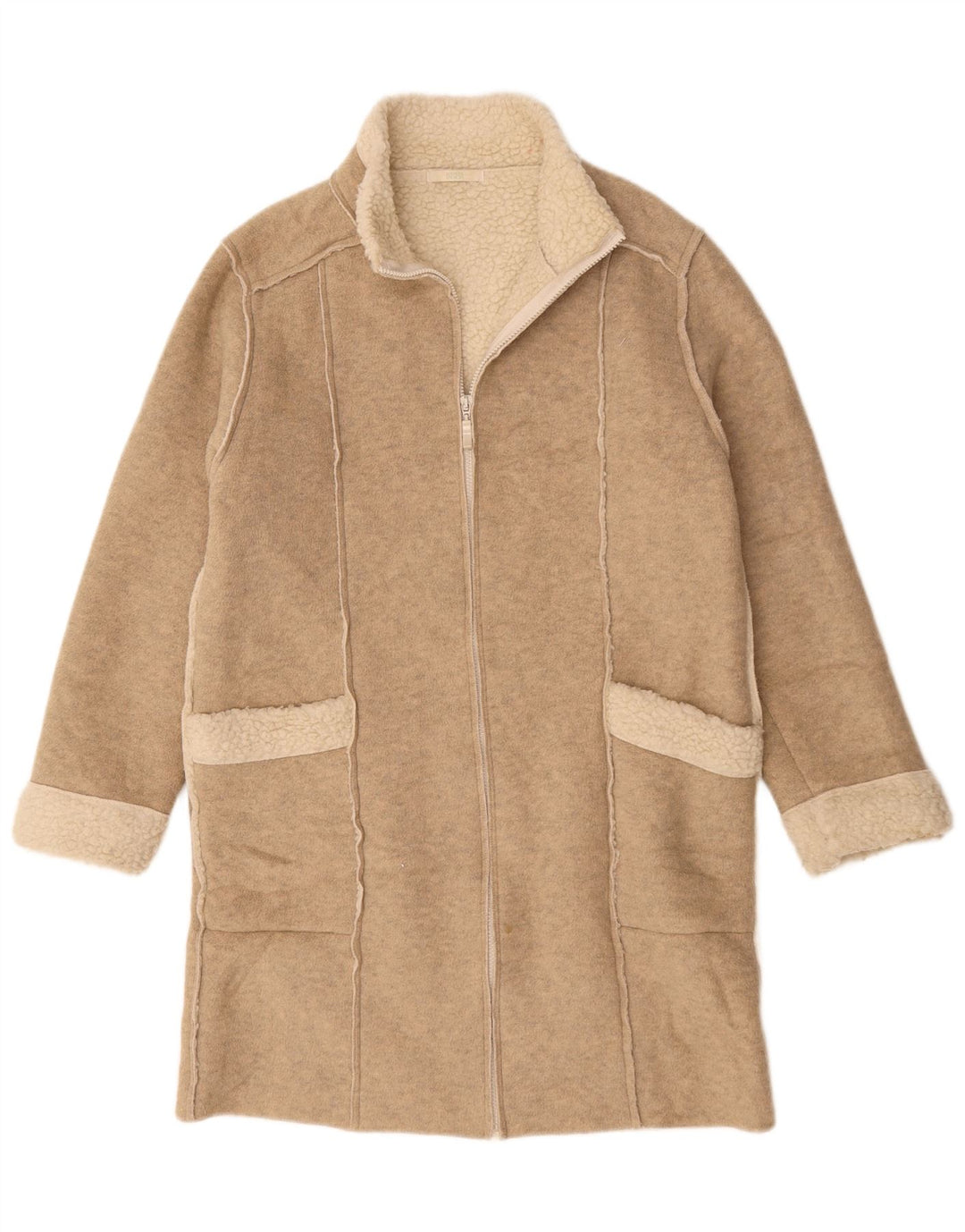 Cappotto oversize Sherpa da donna Marks & Spencer UK 10 piccolo beige chiazzato