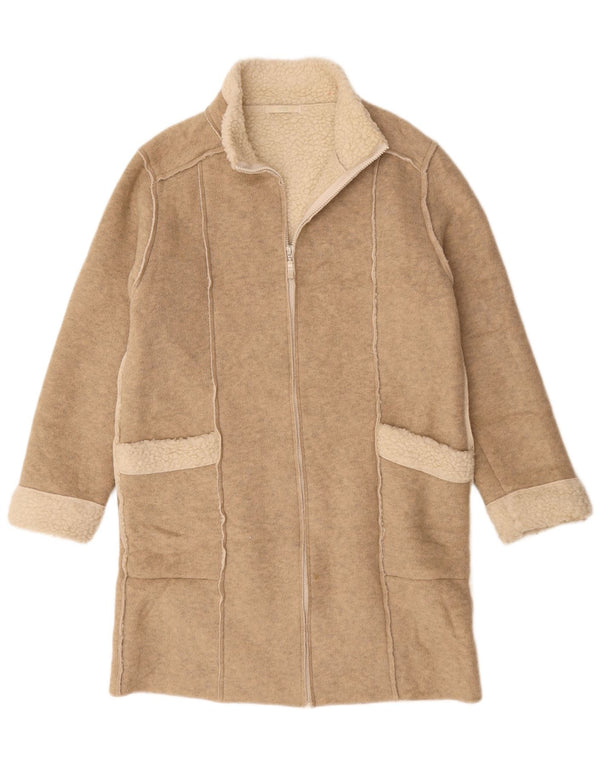 Cappotto oversize Sherpa da donna Marks & Spencer UK 10 piccolo beige chiazzato