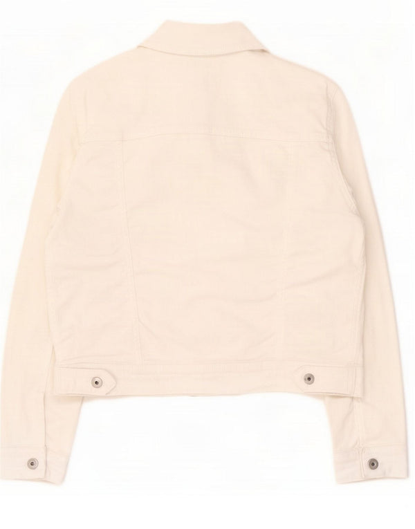 Zara Giacca di jeans da donna UK 16 Large White Cotton