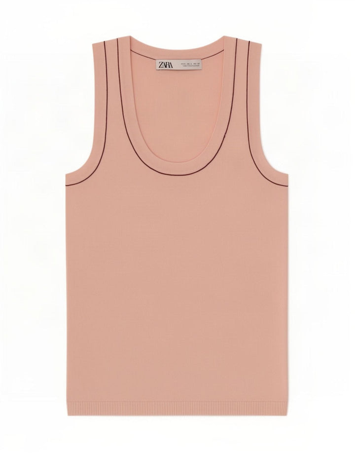 Canotta da donna Zara UK 8 piccola in viscosa rosa