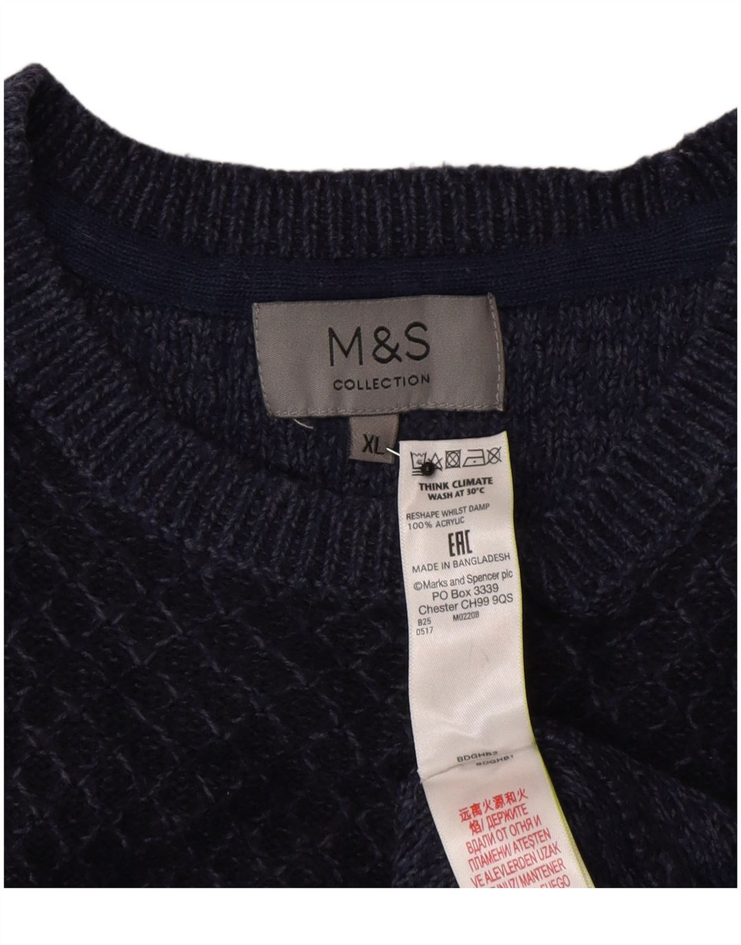 Maglione maglione girocollo da uomo Marks & Spencer XL blu navy geometrico