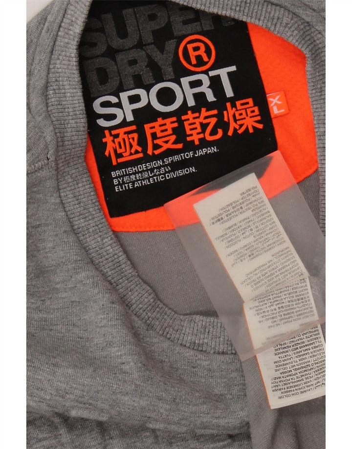 Felpa grafica da uomo SUPERDRY Maglione XL Cotone chiazzato grigio