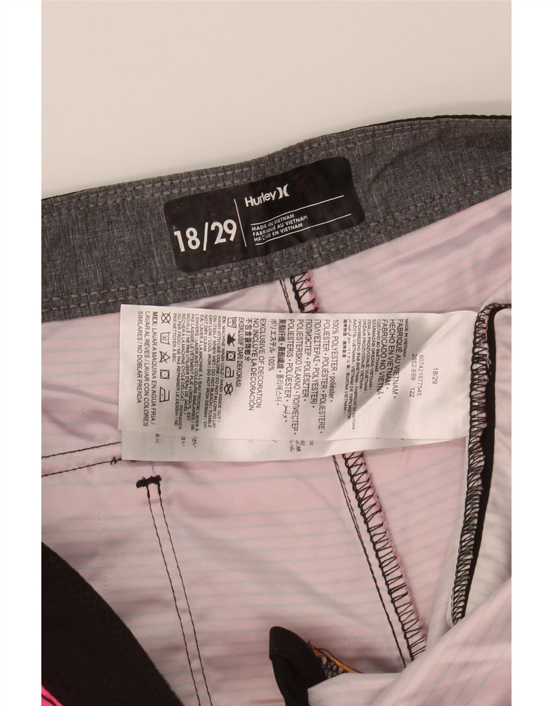HURLEY Boys Swimming Shorts 15-16 Years XL Multicoloured Striped Polyester