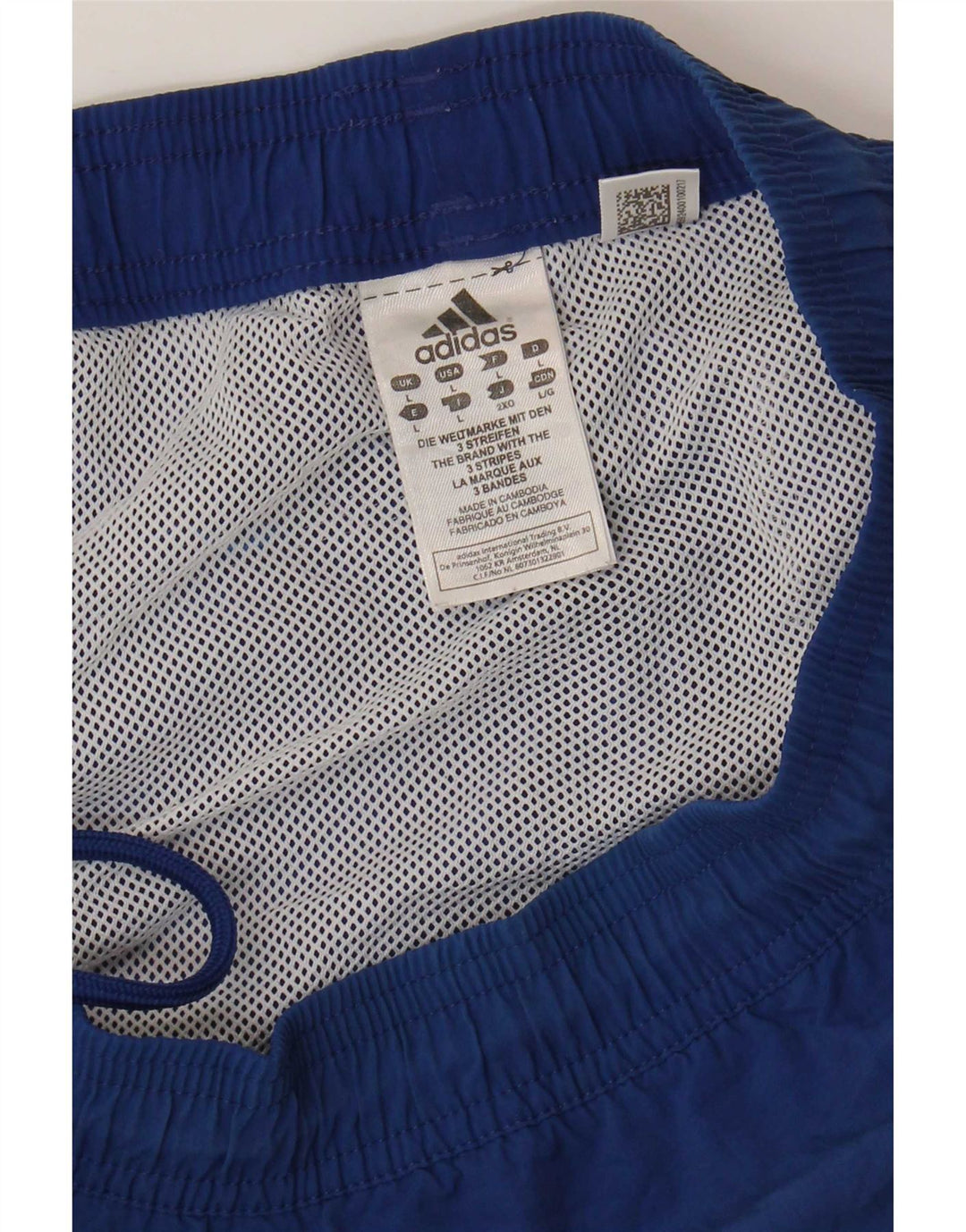 Pantaloncini da bagno grafici da uomo Adidas Large blu color block in poliammide