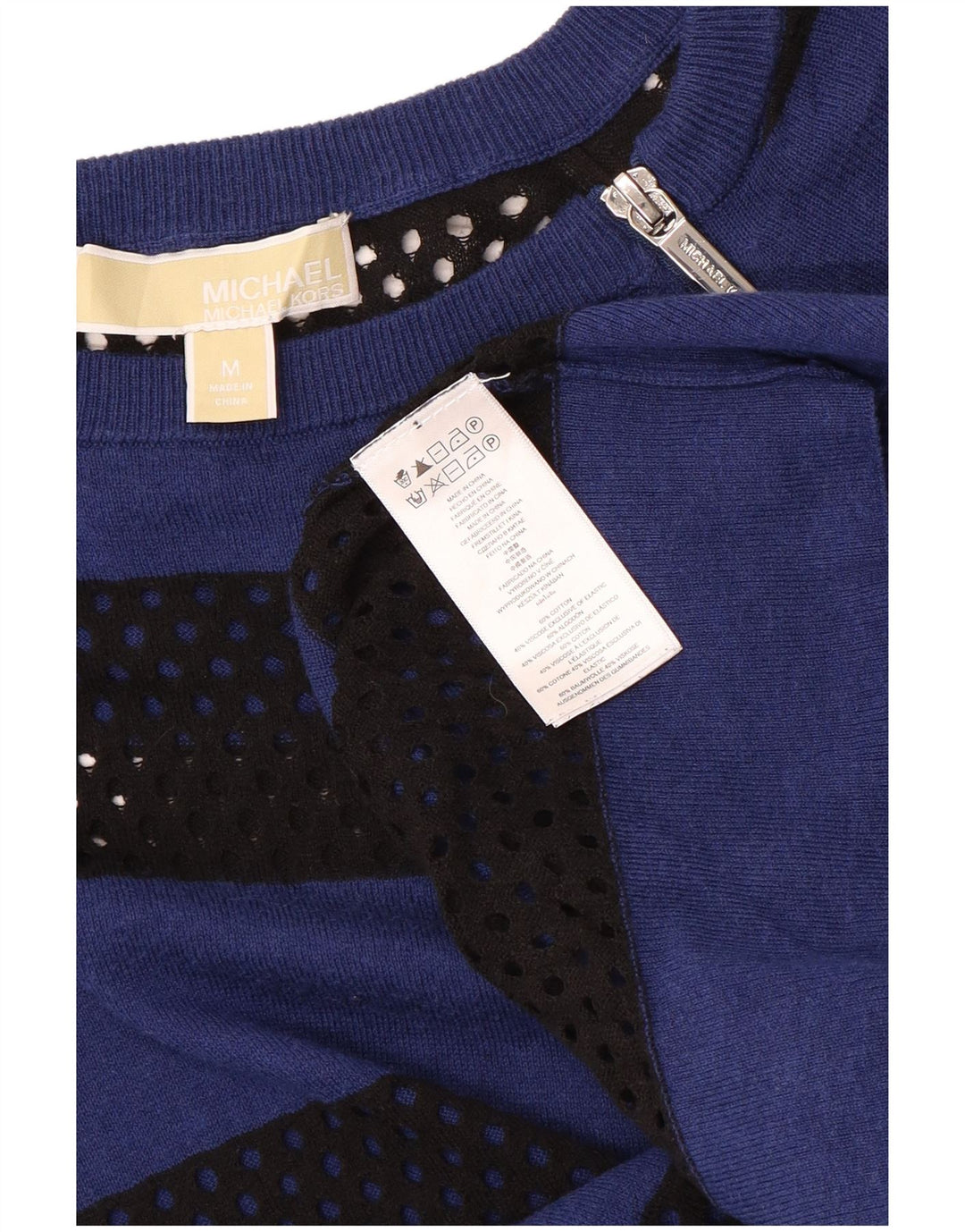 MICHAEL KORS Maglione da donna con scollo a barca UK 12 a righe blu medio