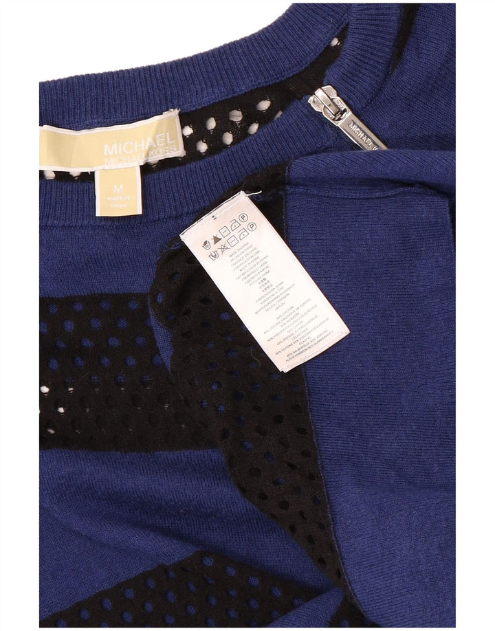 MICHAEL KORS Maglione da donna con scollo a barca UK 12 a righe blu medio