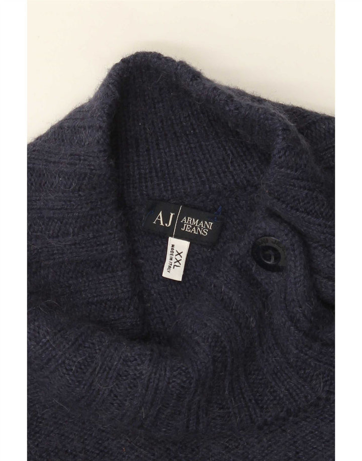 Armani Jeans Maglione da uomo con collo a bottoni 2XL Blu navy