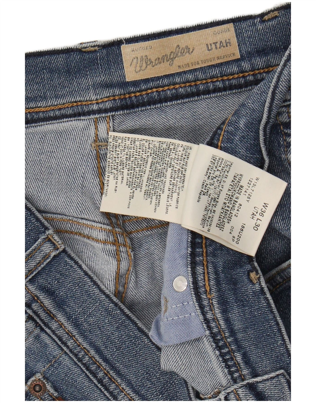 Jeans WRANGLER da uomo Utah dritti W36 L30 cotone blu