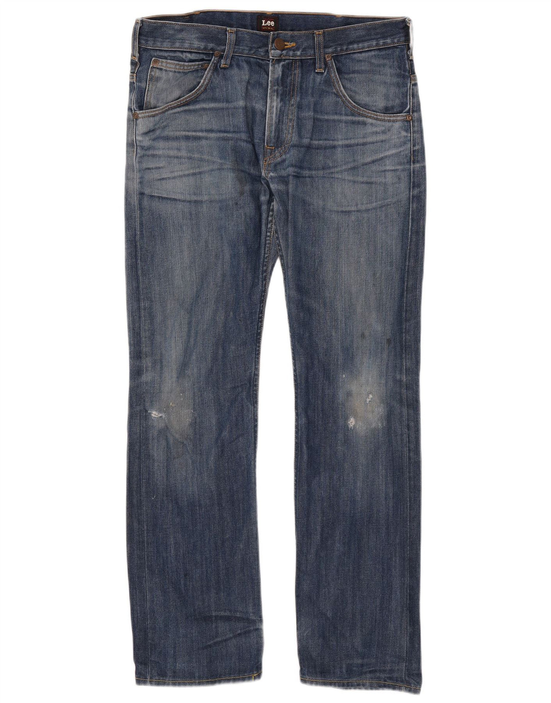 Jeans dritti invecchiati Zed Lee da uomo W32 L32 cotone blu