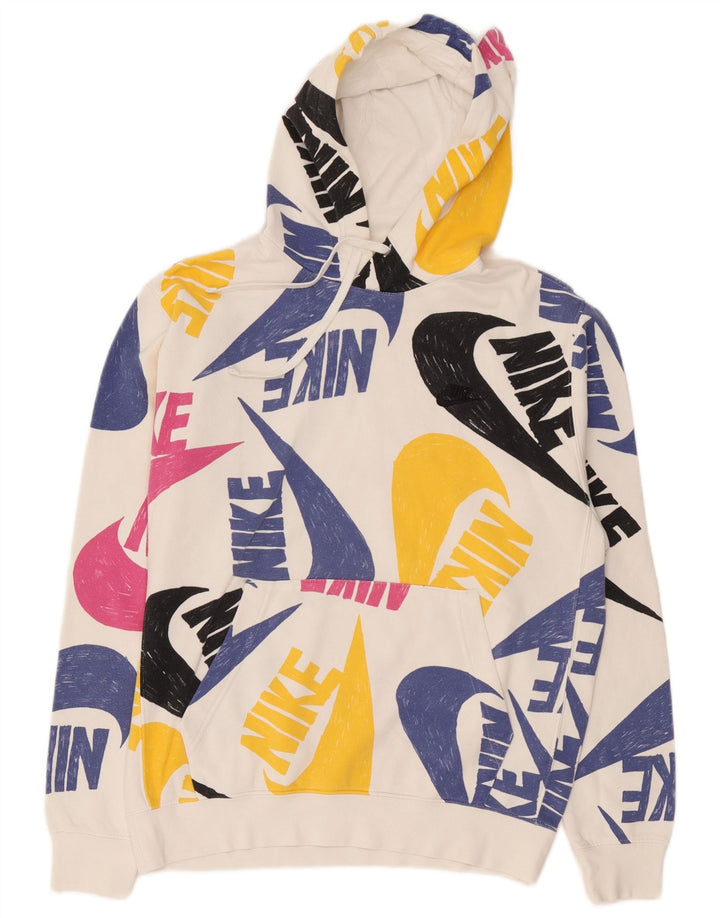 Felpa con cappuccio grafica Nike da uomo in cotone bianco medio