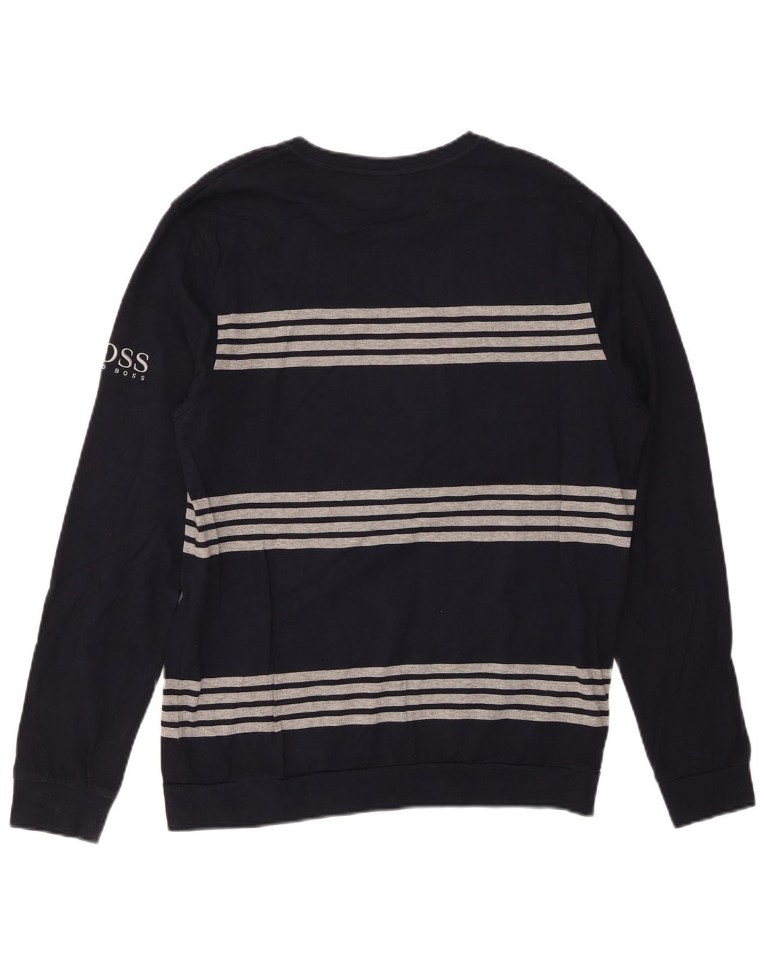 Top HUGO BOSS da uomo a maniche lunghe in cotone a righe medie blu navy