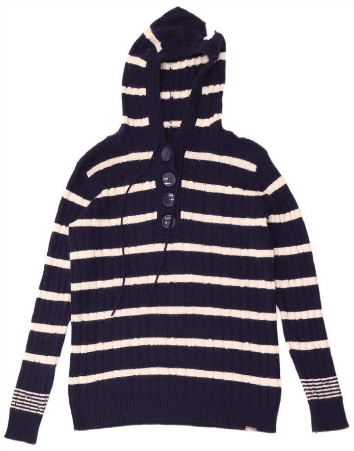 Maglione da donna con collo a bottoni Animal UK 14 Medio a righe blu navy