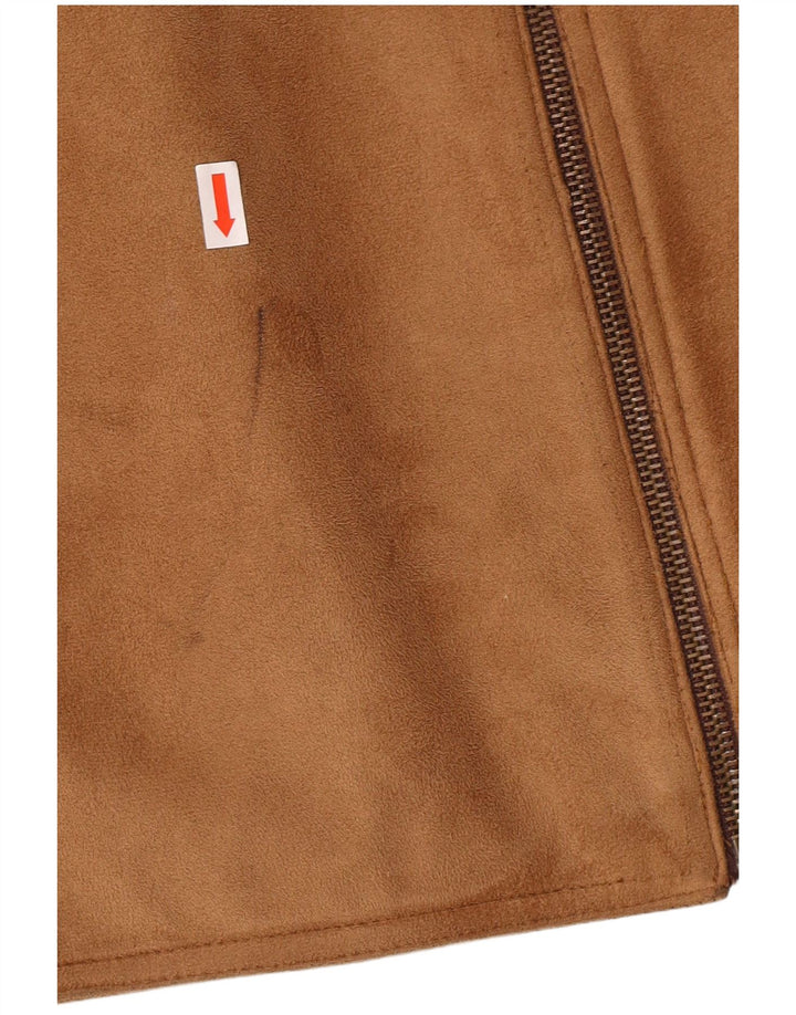 EMPORIO E.G.A Giubbotto bomber in pelle scamosciata da uomo UK 42 XL Beige