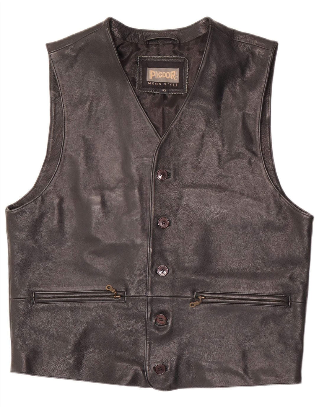 Gilet in pelle da uomo vintage IT 52 grande in pelle nera