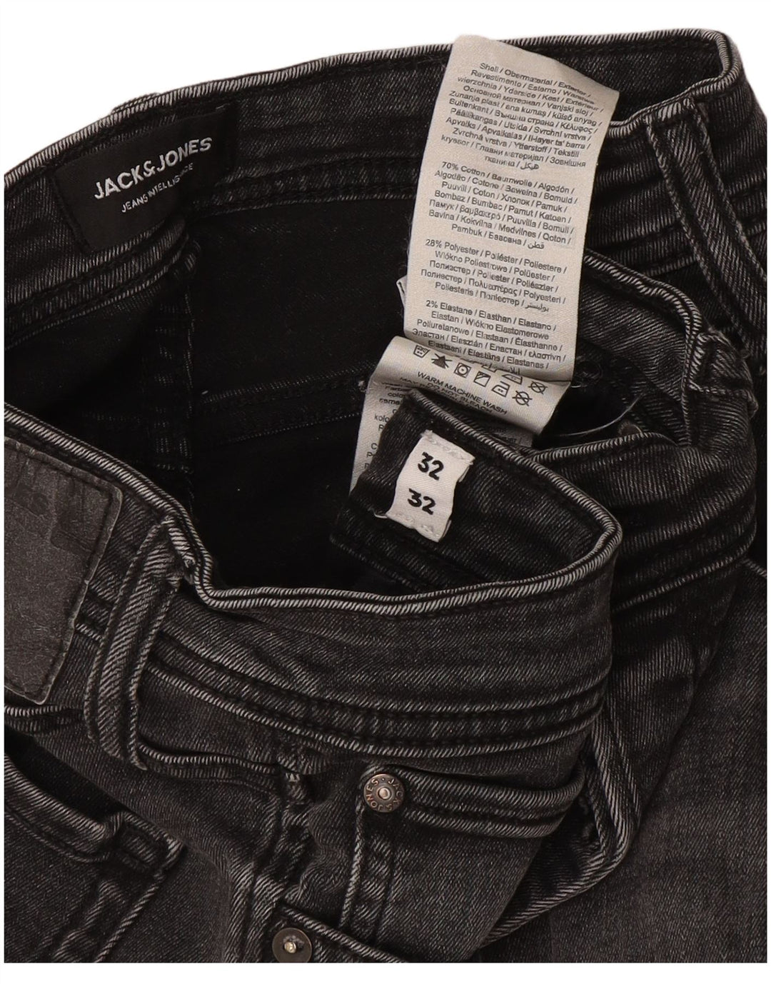 Jack & Jones Uomo GLENN Slim Jeans W32 L32 Cotone Grigio
