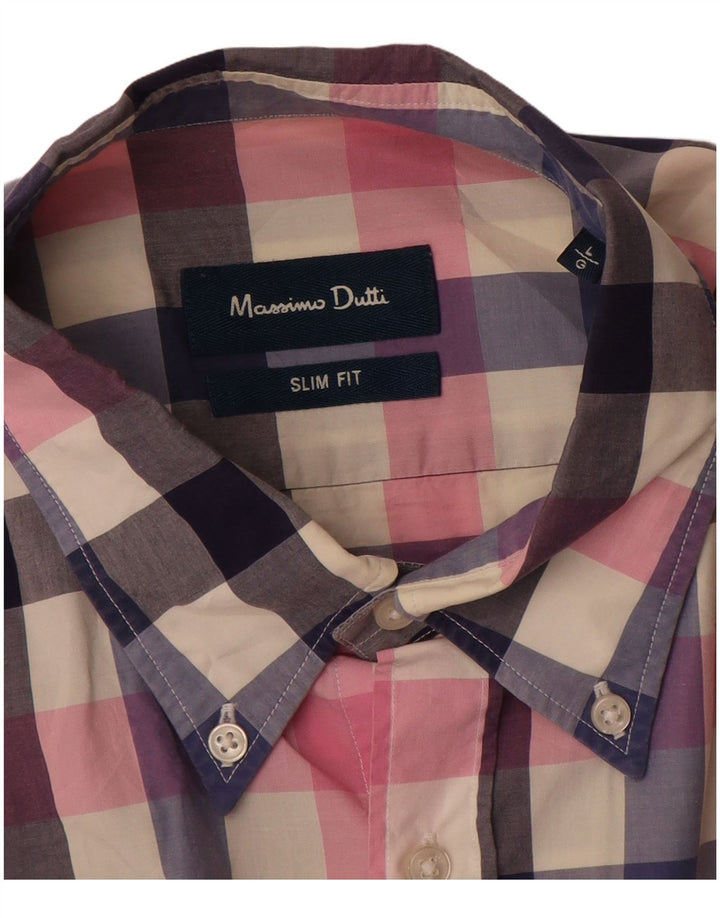 MASSIMO DUTTI Camicia da uomo slim fit a quadri grandi multicolori