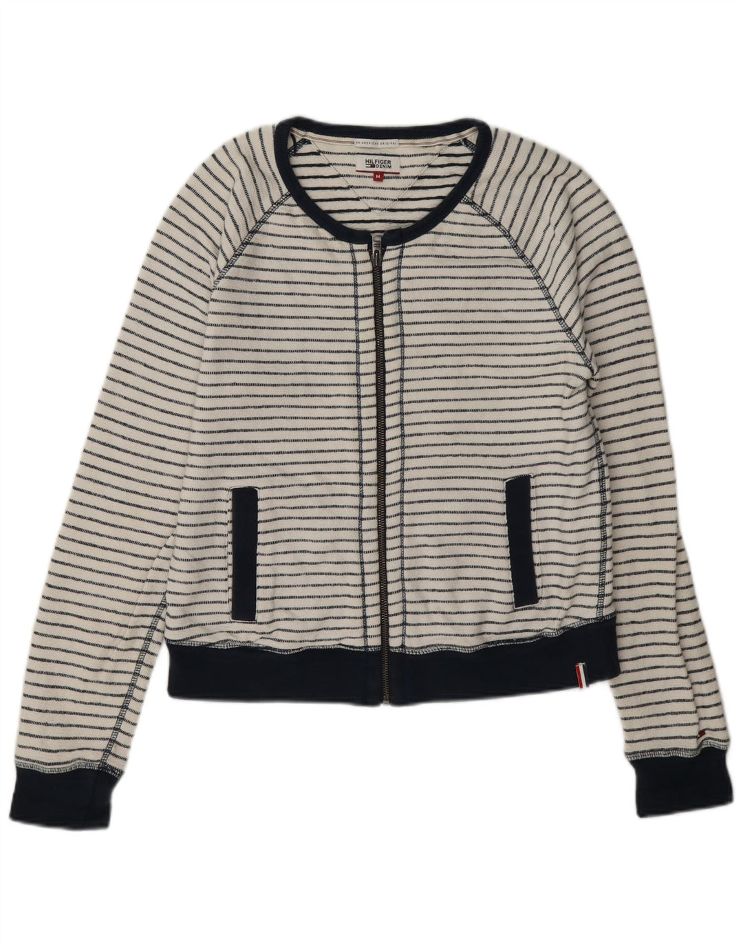 Giacca da tuta da donna Tommy Hilfiger UK 14 a righe bianche medie