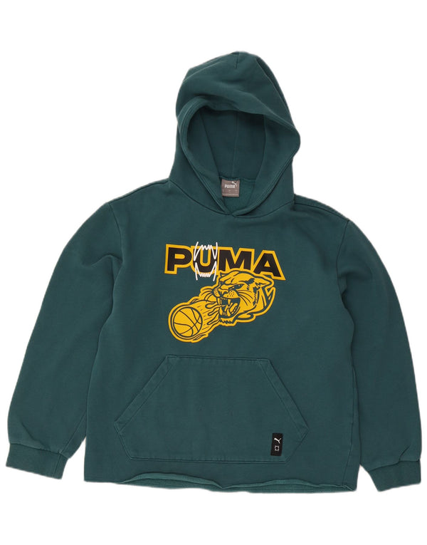 Puma Donna Wining Shot Graphic Felpa con cappuccio oversize UK 10 Small Verde