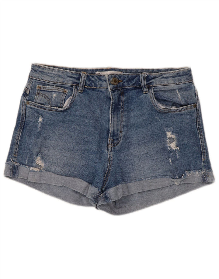 Pantaloncini in denim invecchiato Trafaluc da donna Zara EU 40 medio W30 cotone blu