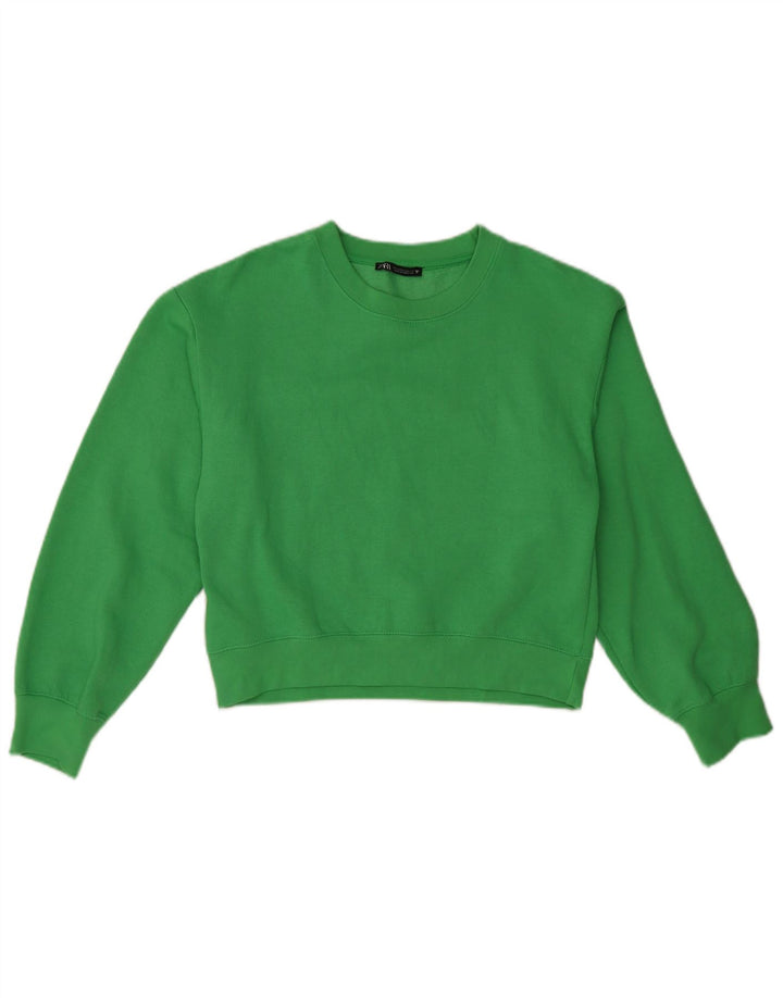 Felpa corta da donna Zara UK 10 piccola verde poliestere