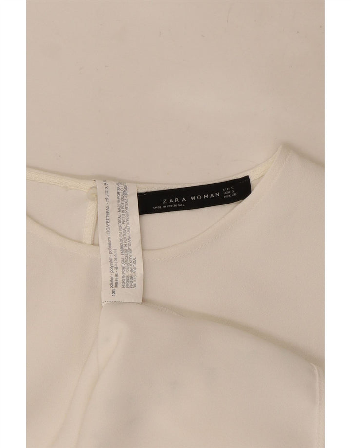 Zara Camicetta oversize a pipistrello da donna Top UK 10 Small Poliestere bianco