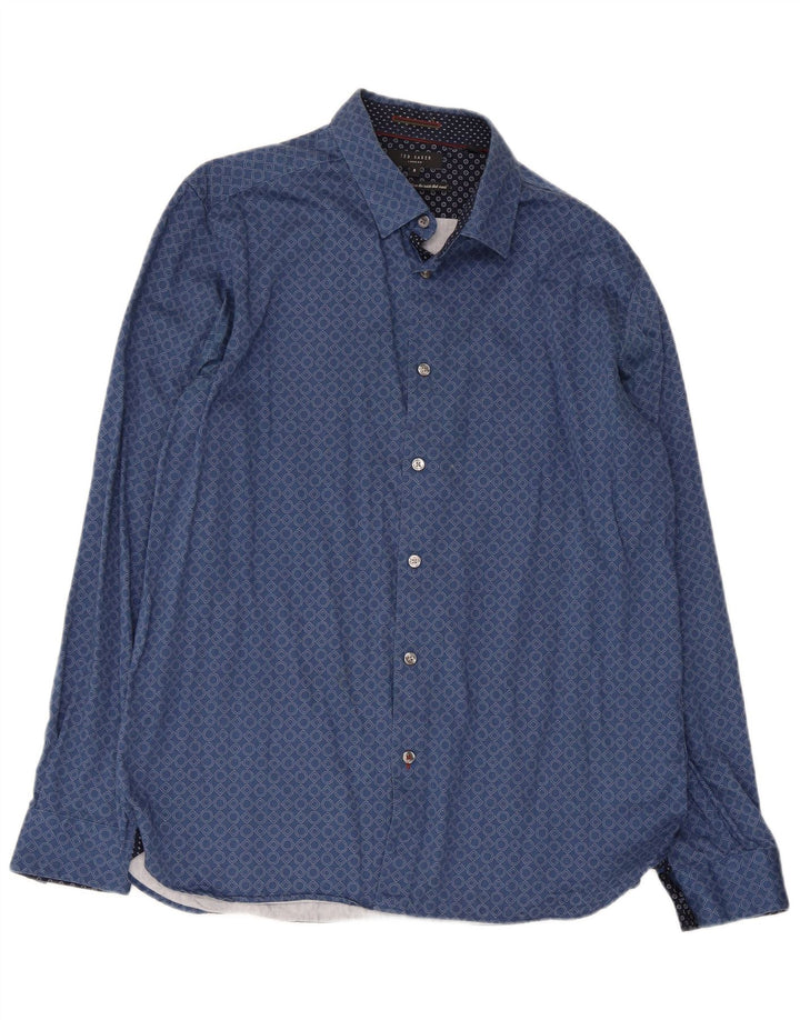 Ted Baker Camicia da uomo Taglia 5 XL Cotone geometrico blu