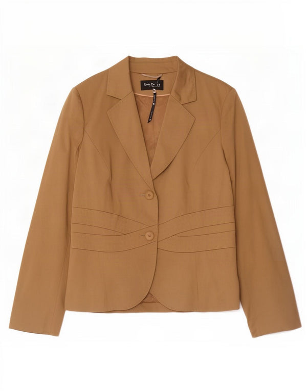 Giacca blazer a 2 bottoni da donna Betty Barclay UK 16 grande cotone beige