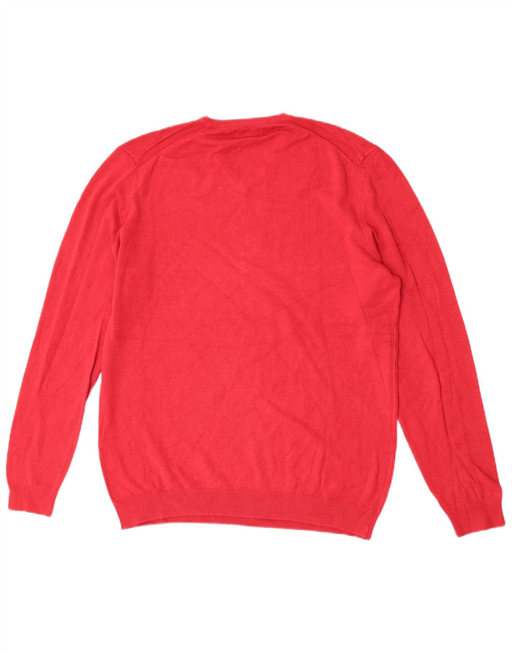 Maglione Zara da uomo con scollo a V grande rosso in viscosa
