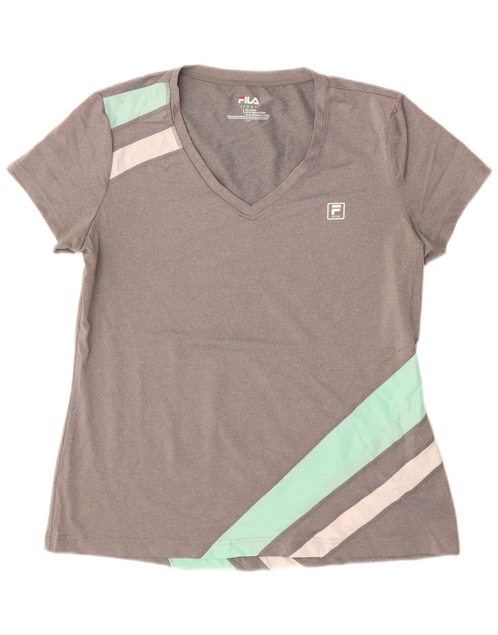 T-shirt da donna FILA Top UK 14 Large Grigio Colourblock