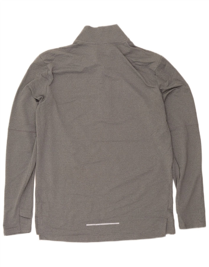 Maglia da uomo Nike Dri Fit con zip e collo a maniche lunghe in poliestere grigio medio