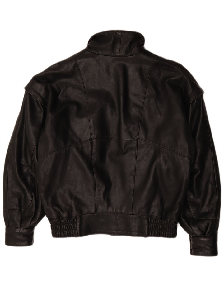 Giacca bomber in pelle da uomo vintage UK 46 3XL Pelle nera